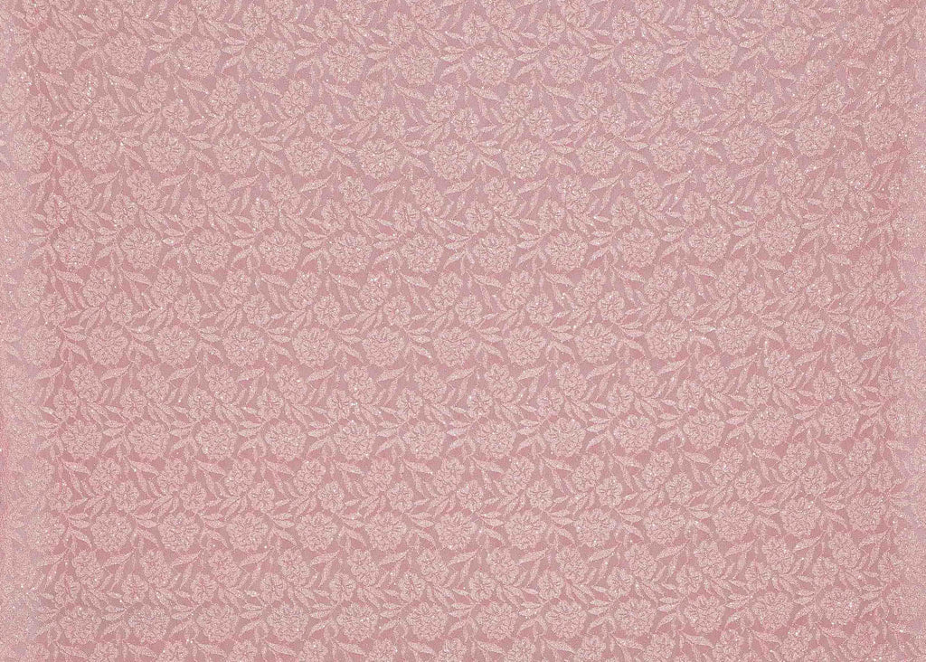 ROSE/BLUSH | 25421-GLITTER - MIRIAM FLORAL GLITTER LACE - Zelouf Fabrics