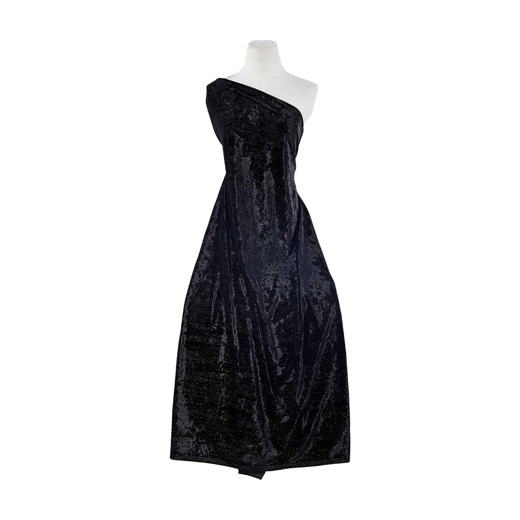 TYRA CRUSHED GLITTER VELVET  | 25427 BLACK/BLACK - Zelouf Fabrics