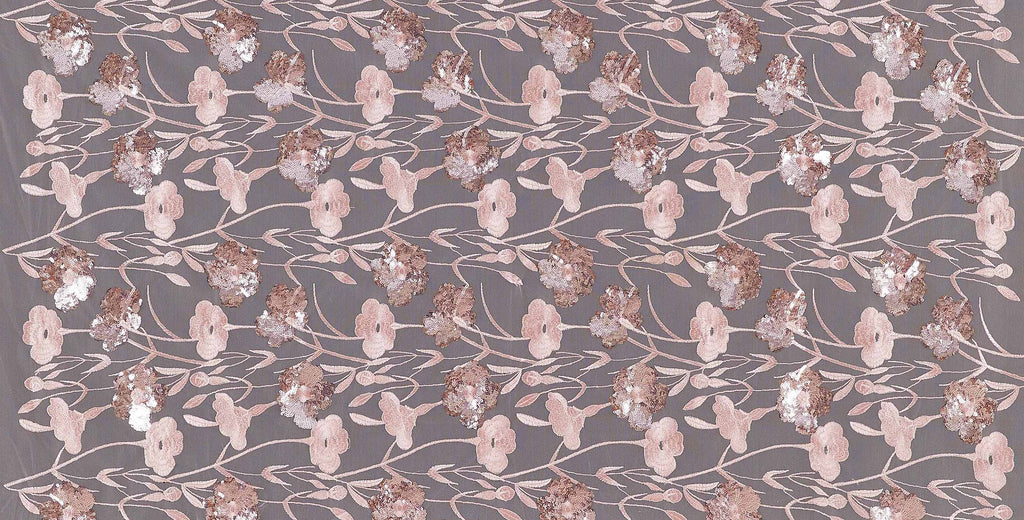 DUSTY ROSE COMB | 25441 - GRACE SEQUIN FLOWER MESH - Zelouf Fabrics