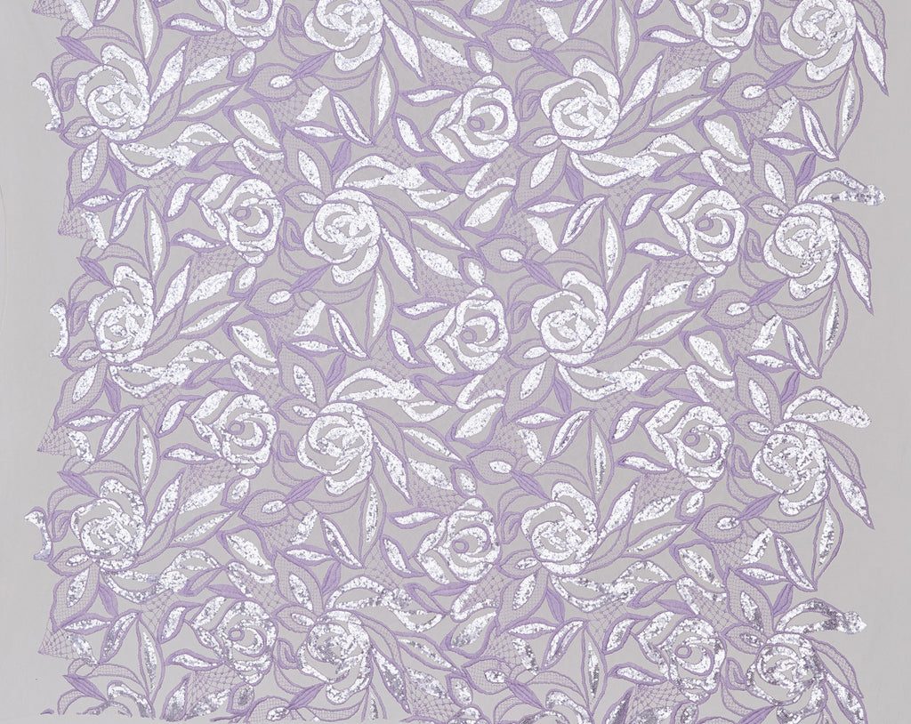IRIS ALLURE | 25443 - BIG ROSE SEQUINCE EMBROIDERY LACE MESH - Zelouf Fabrics