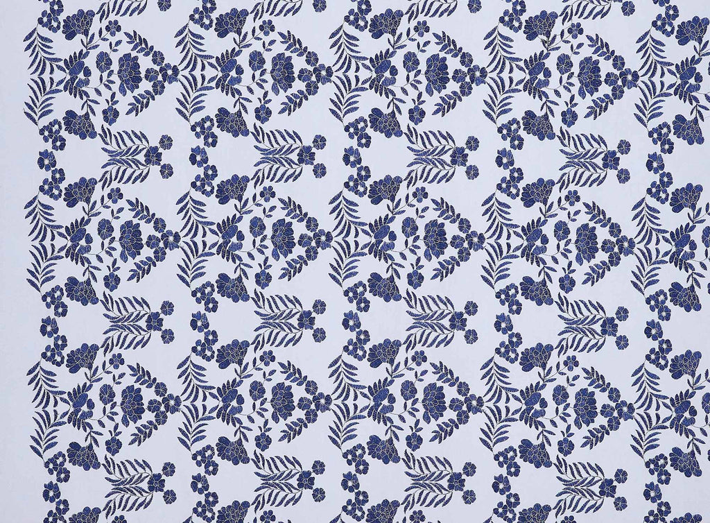 NAVY/SILVER | 25445 - BUTTERFLY LUREX OUTLINED EMBROIDERY MESH - Zelouf Fabrics
