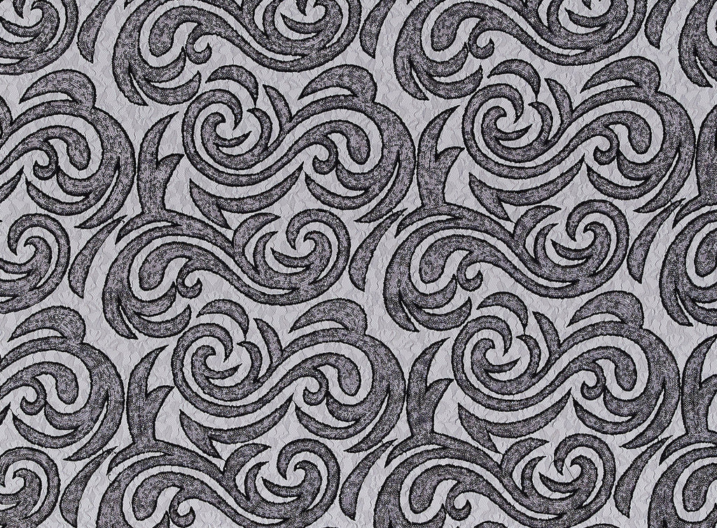 BLACK COMBO | 25456 - MAGGIE SCROLL SEQUIN MESH - Zelouf Fabrics