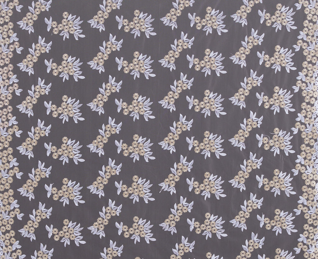 SKY COMBO | 25460 - GLAM METALLIC EMBROIDERY MESH - Zelouf Fabrics
