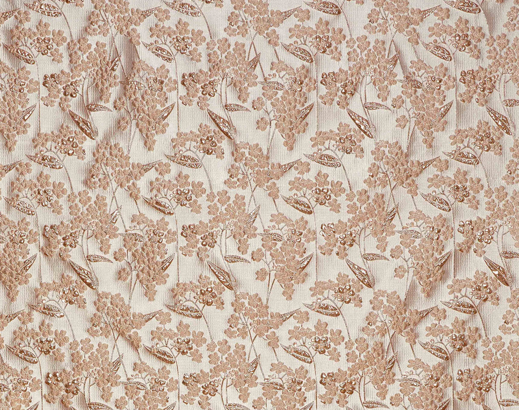 CARAMEL COMBO | 25481 - GENTLE FLORAL LUREX JACQUARD - Zelouf Fabrics