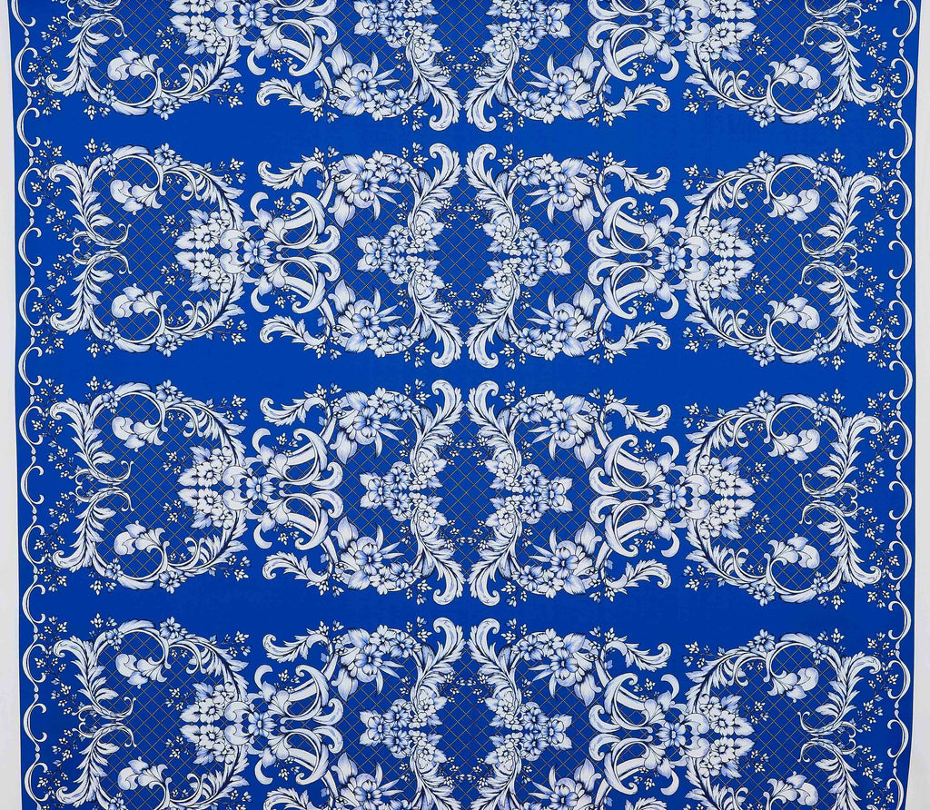 COBALT COMBO | 25489-5631DP - FLORAL GARDEN PRINT SCUBA - Zelouf Fabrics