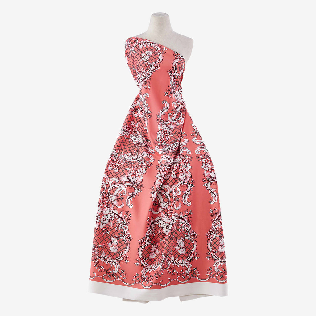 CORAL COMBO | 25489-5631DP - FLORAL GARDEN PRINT SCUBA - Zelouf Fabrics