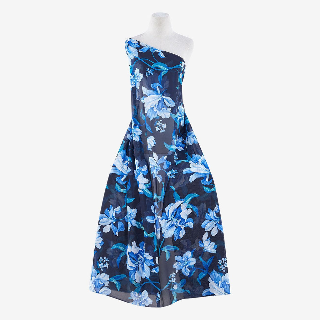 TULIP PRINT HMC  | 25518-3333DP BLACK/BLUE - Zelouf Fabrics