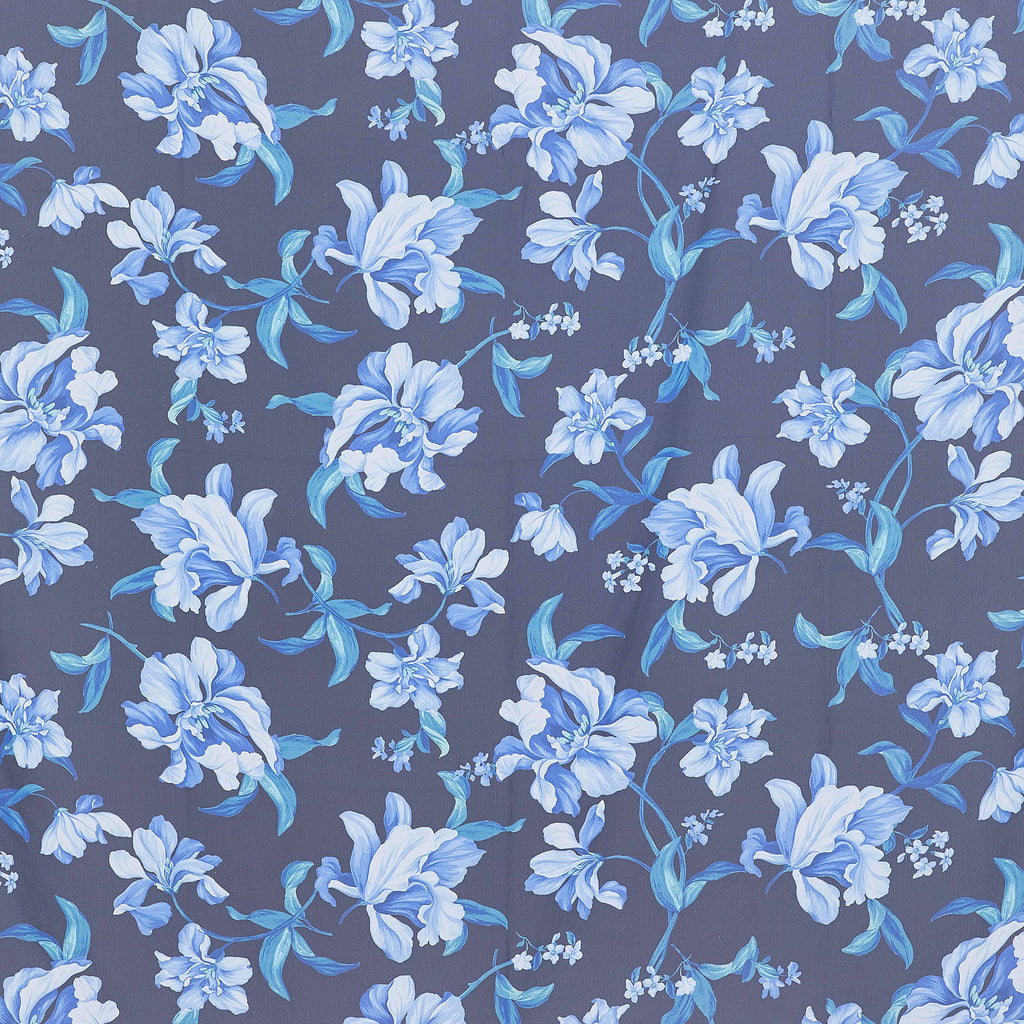 BLACK/BLUE | 25518-3333DP - TULIP PRINT HMC - Zelouf Fabric