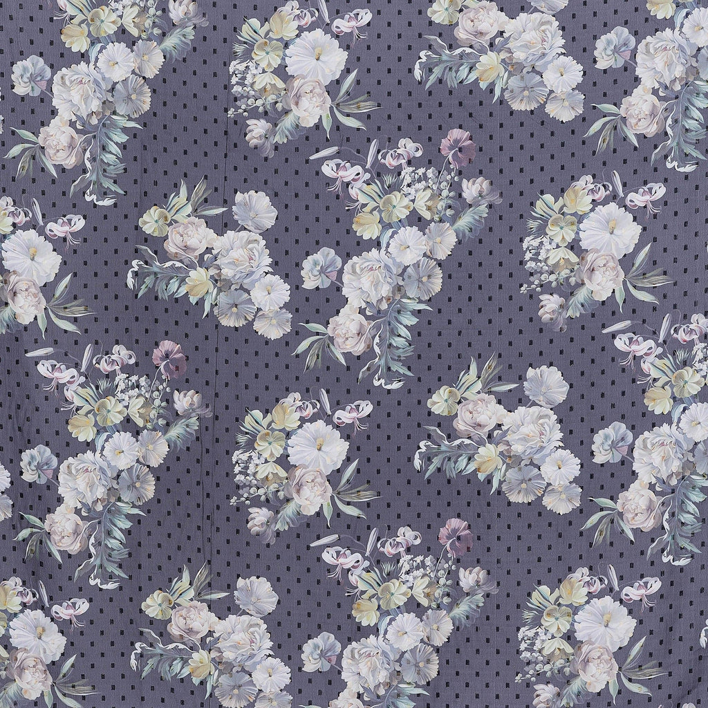 FLORAL BOUQUET PRINT CLIPPED LUREX CHIFFON  | 25530-3539DPO  - Zelouf Fabrics