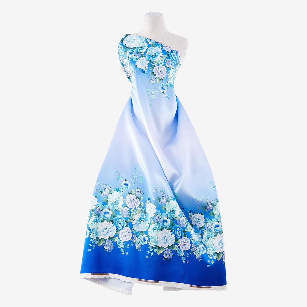 BRIDAL FLORAL PRINT MIKADO  | 25531OM-4765DPO BLUE COMBO - Zelouf Fabrics