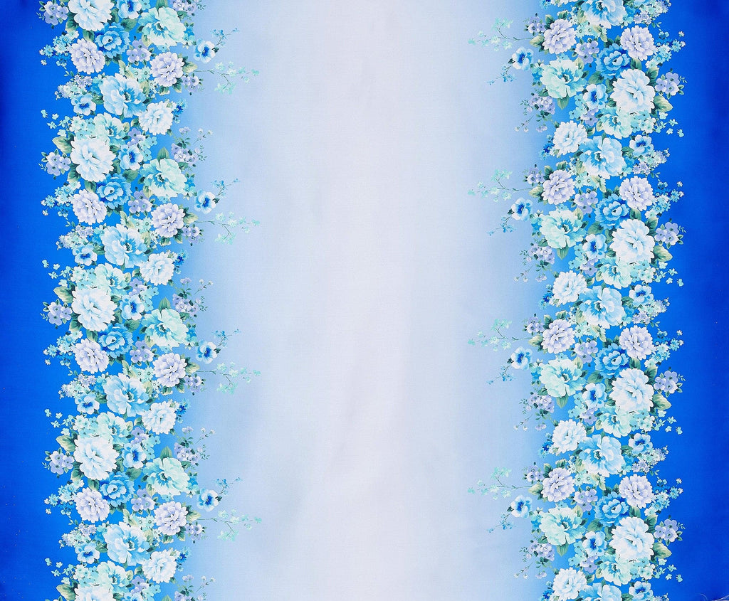BLUE COMBO | 25531OM-4765DPO - BRIDAL FLORAL PRINT MIKADO - Zelouf Fabrics