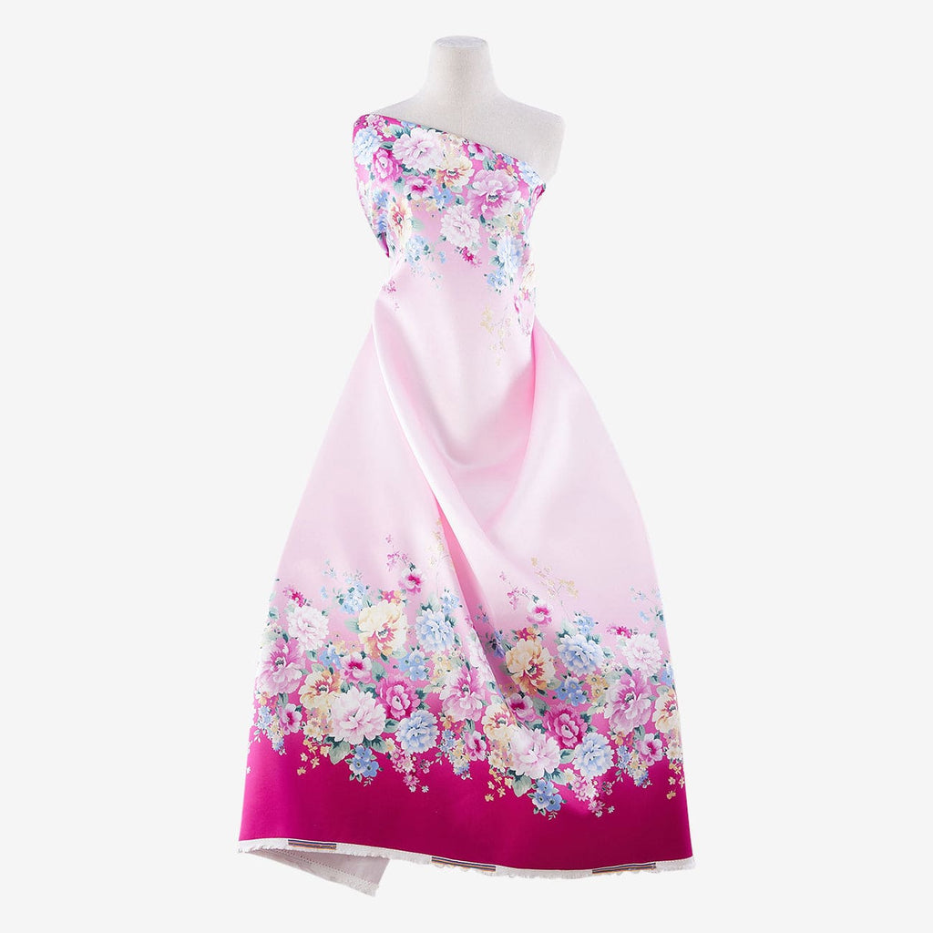 BRIDAL FLORAL PRINT MIKADO  | 25531OM-4765DPO FUCHSIA COMBO - Zelouf Fabrics
