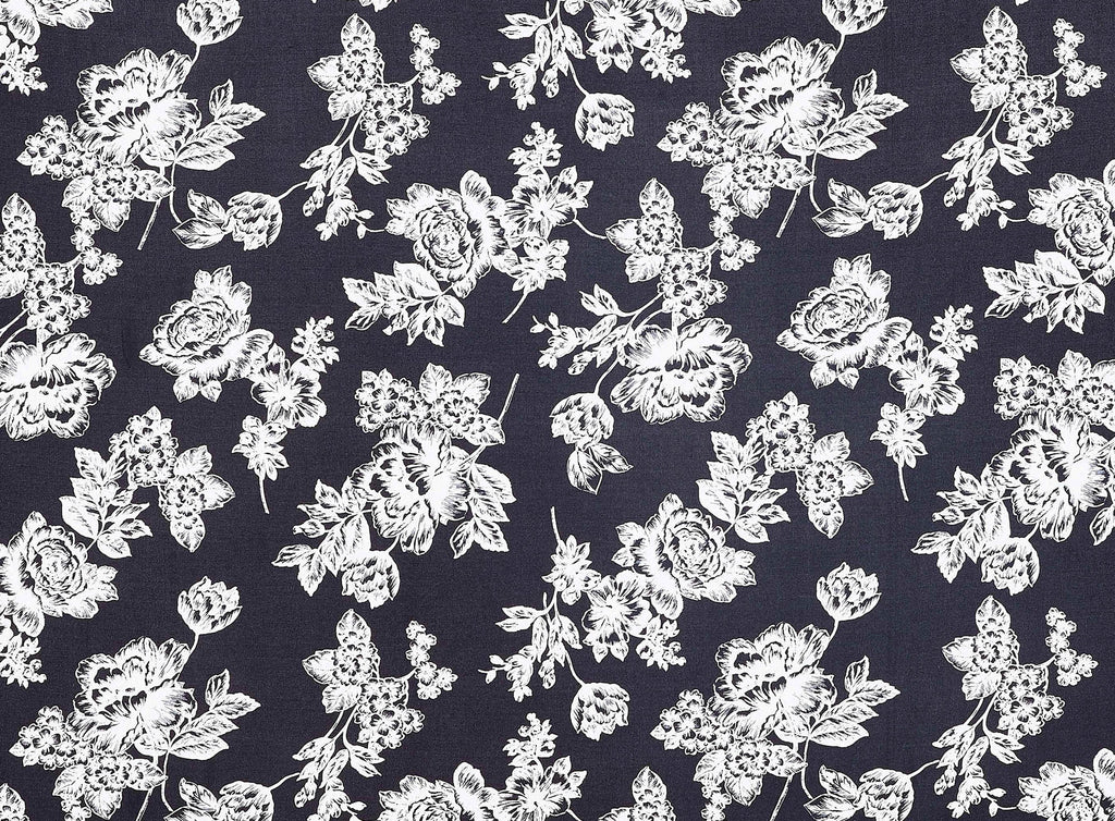 BLACK | 25541-1181P - ELIZABETH FLORAL PUFF PRINT ITY - Zelouf Fabrics