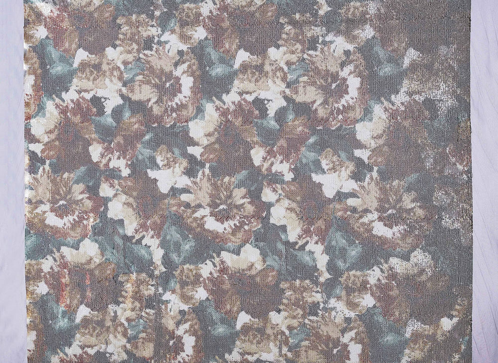 GOLD/SAGE | 25551SEQ-1047DP - MEL WATERCOLOR FLORAL PRINT SEQUIN POWER MESH - Zelouf Fabrics