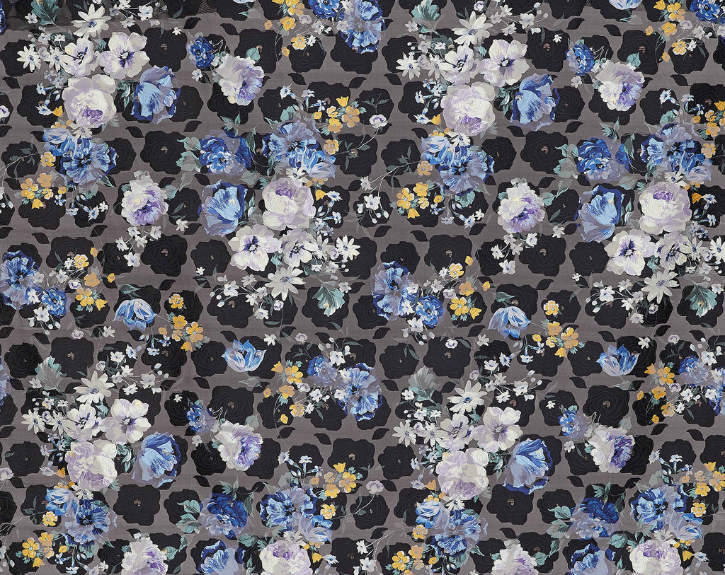 BLACK/RIVER | 25552-G30DP - BEATRICE FLORAL PRINT CLIP ORGANZA - Zelouf Fabrics