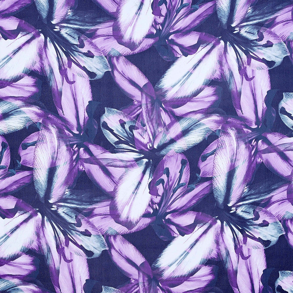 PURPLE/BLK | 25557-3333DP - LISA FLORAL PRINT HMC - Zelouf Fabrics