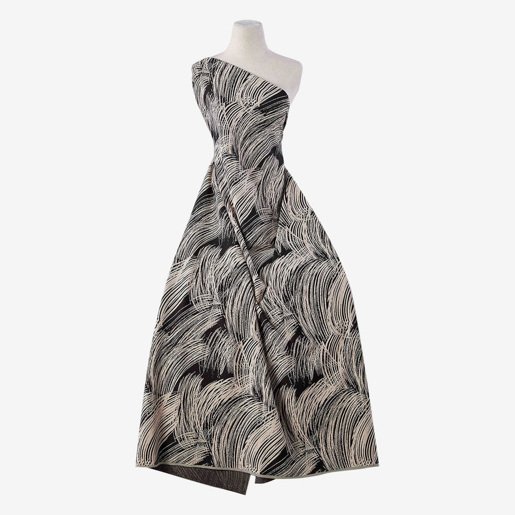 BLACK/IVORY | 25562-5670 - KELLY BRUSHSTROKE SCUBA CREPE JACQUARD - Zelouf Fabrics