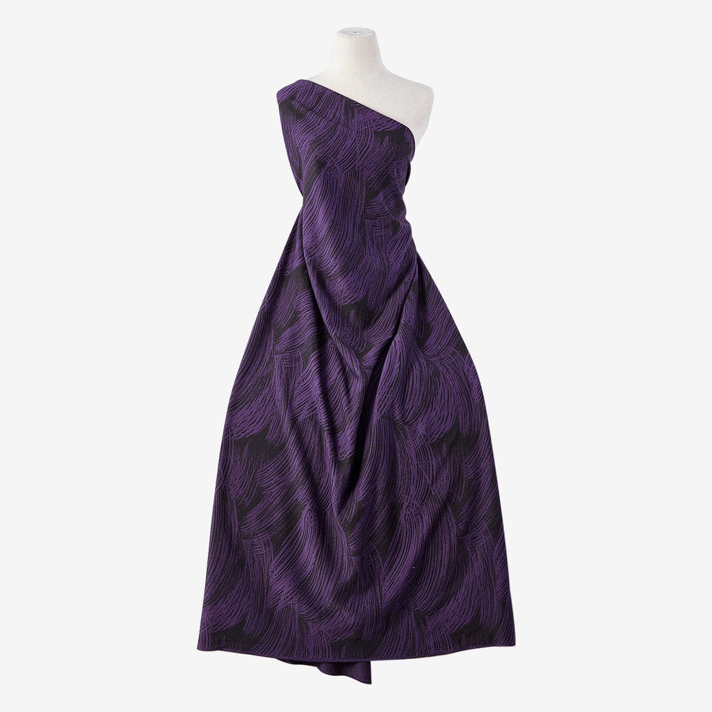 BLACK/PURPLE | 25562-5670 - KELLY BRUSHSTROKE SCUBA CREPE JACQUARD - Zelouf Fabrics