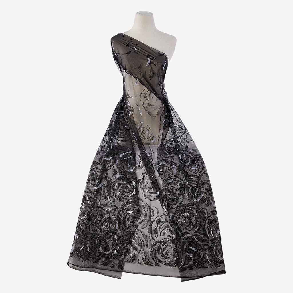 ANDY ROSE GLITTER MESH  | 25580-1060 BLACK - Zelouf Fabrics