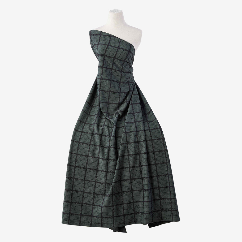 HUNTER/BLACK | 25598-5670 - CARMEN MENSWEAR PLAID SCUBA CREPE JACQUARD - Zelouf Fabrics