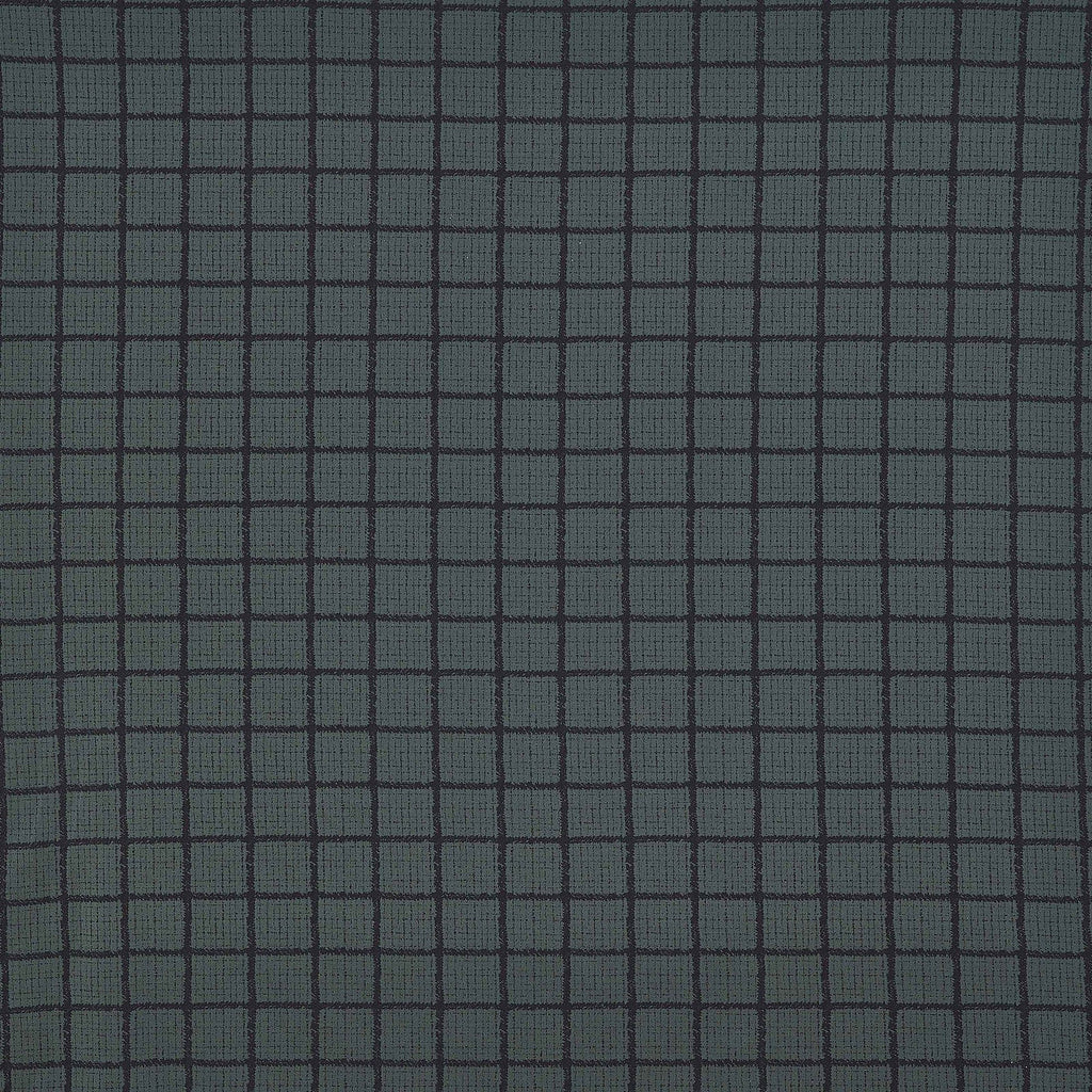HUNTER/BLACK | 25598-5670 - CARMEN MENSWEAR PLAID SCUBA CREPE JACQUARD - Zelouf Fabrics
