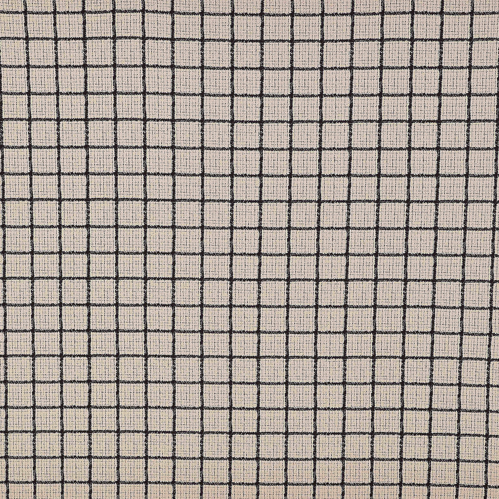 IVORY/BLACK | 25598-5670 - CARMEN MENSWEAR PLAID SCUBA CREPE JACQUARD - Zelouf Fabrics