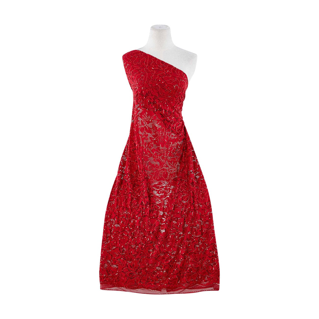 ARRESTING RED | 25627-SEQUIN - MAXWELL FLORAL SEQUIN LACE - Zelouf Fabrics