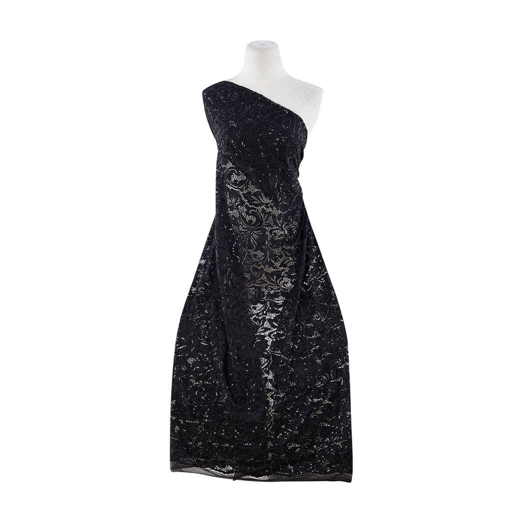 BLACK | 25627-SEQUIN - MAXWELL FLORAL SEQUIN LACE - Zelouf Fabrics