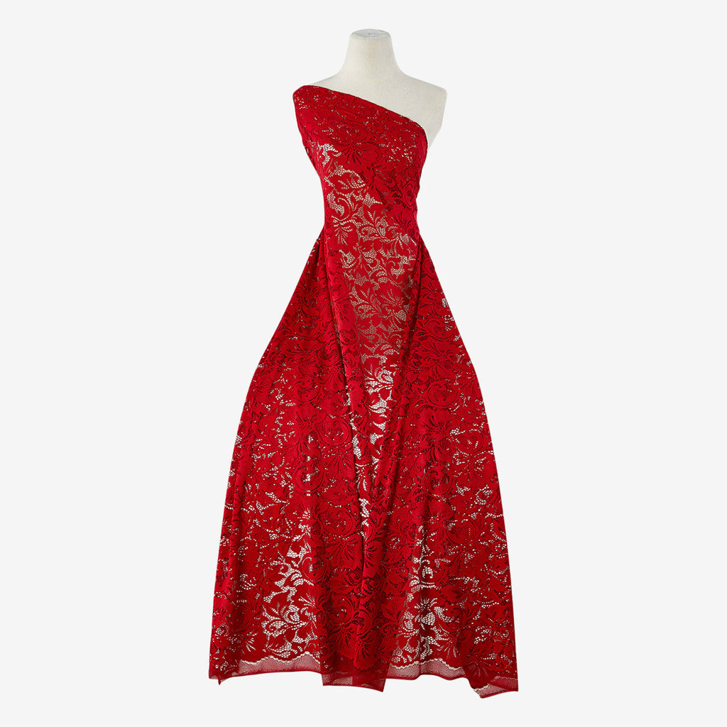 MAXWELL FLORAL LACE  | 25627 ARRESTING RED - Zelouf Fabrics