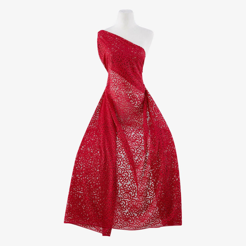 ARRESTING RED | 25639-GLITTER - LUCY GLITTER STRETCH LACE - Zelouf Fabrics