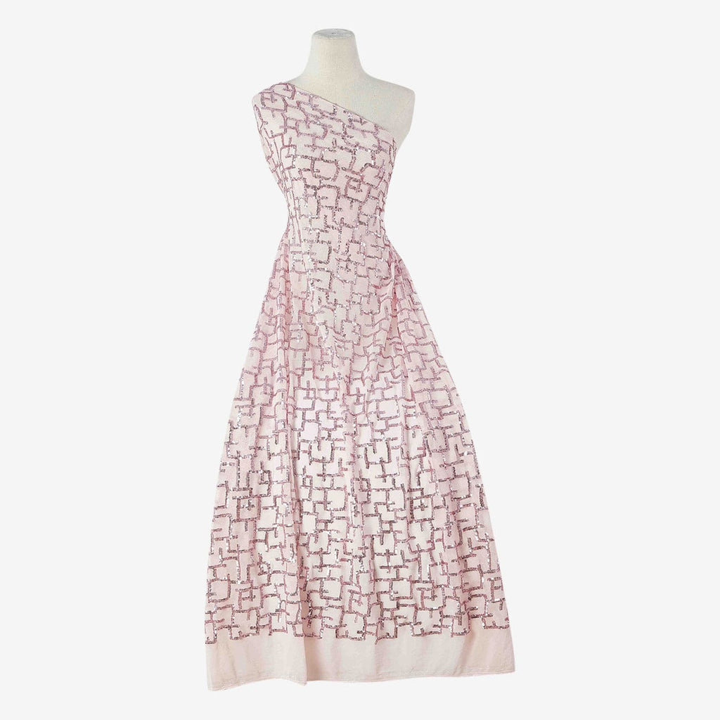 LYRA SEQUIN EMBROIDERY STRETCH MESH  | 25667 ELEGANT ROSE - Zelouf Fabrics