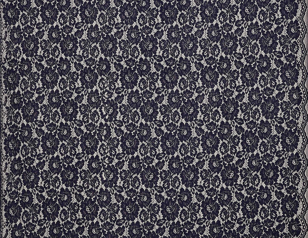 ALILANA FLORAL CORDED BONDED LACE  | 25669-BONDED ARRESTING NAVY - Zelouf Fabrics