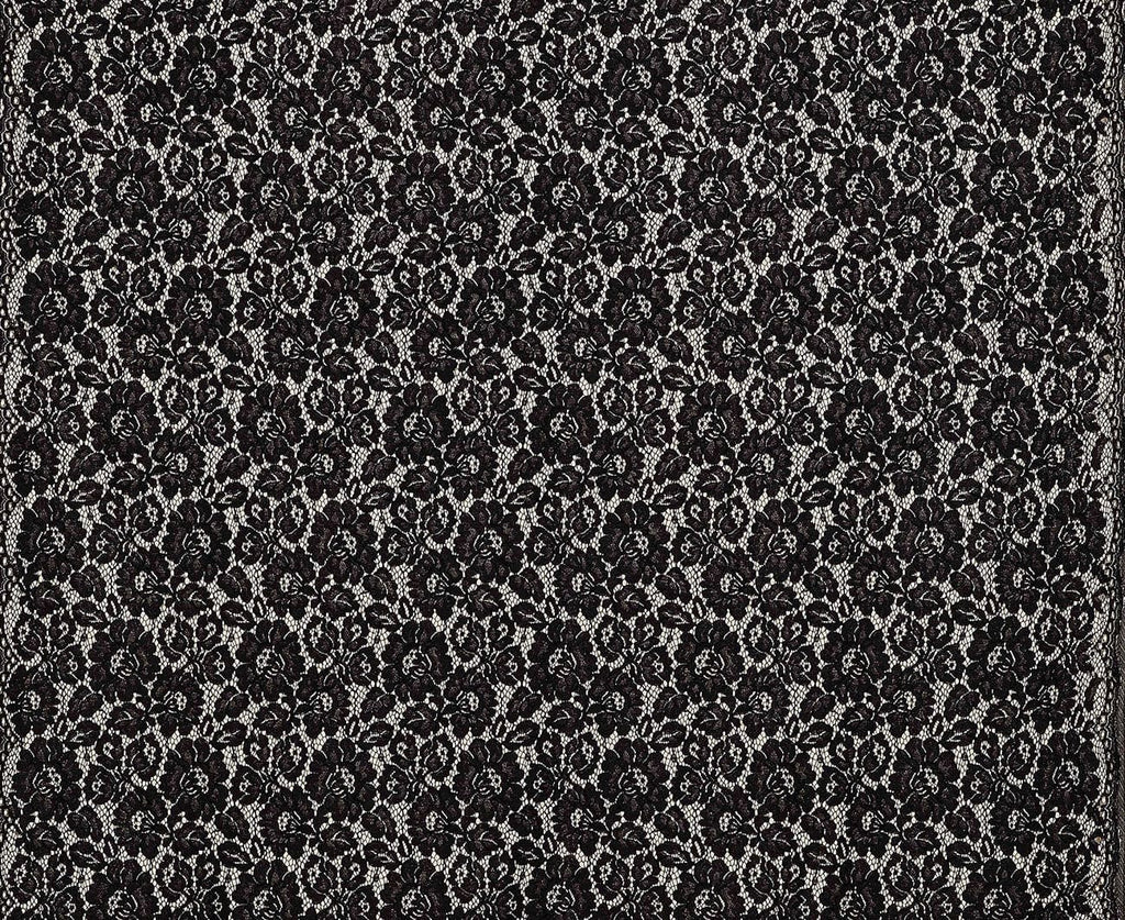 BLACK | 25669-BONDED - ALILANA FLORAL CORDED BONDED LACE - Zelouf Fabrics