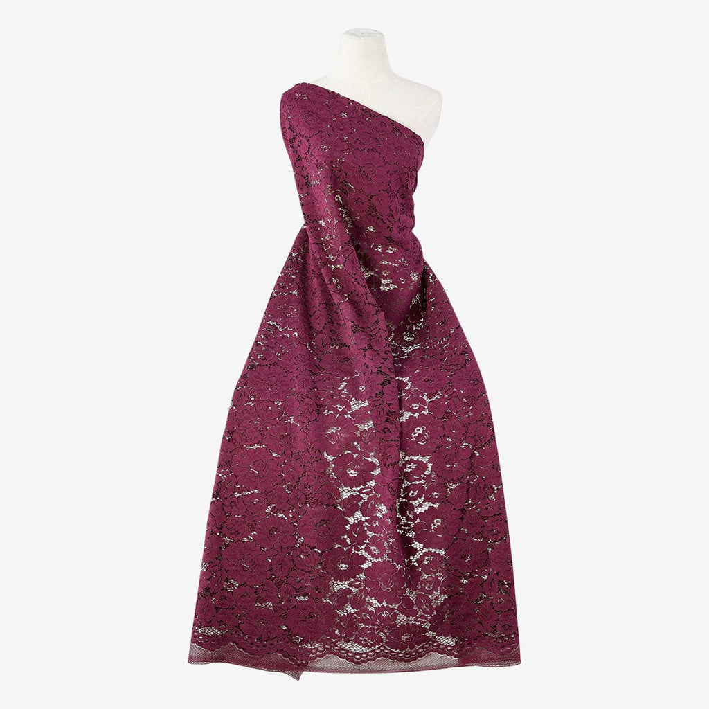 ARRESTING BURGUNDY | 25669 - ALILANA FLORAL CORDED LACE - Zelouf Fabrics
