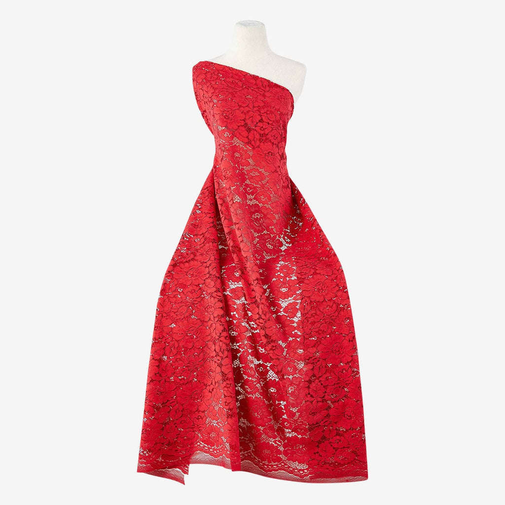 ARRESTING RED | 25669 - ALILANA FLORAL CORDED LACE - Zelouf Fabrics