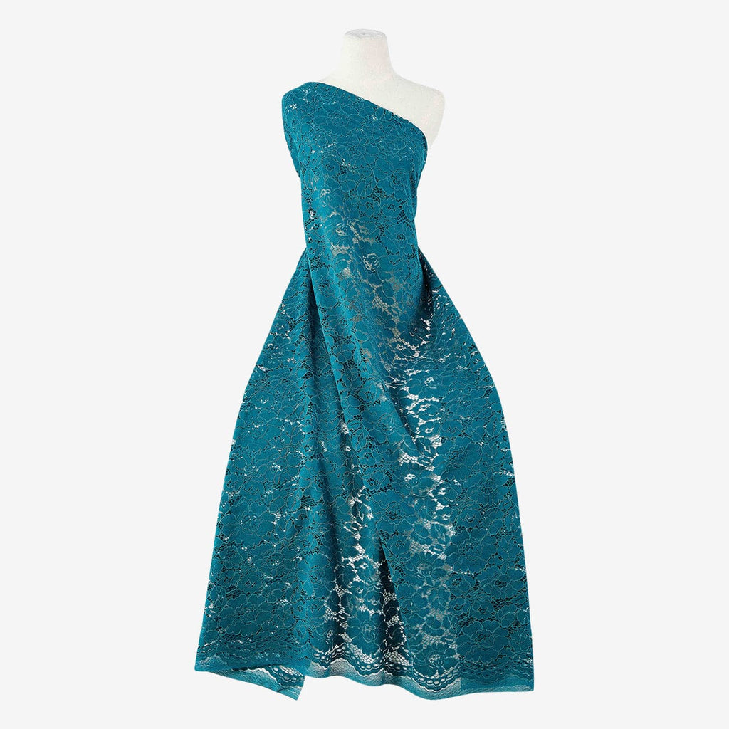 ARRESTING TEAL | 25669 - ALILANA FLORAL CORDED LACE - Zelouf Fabrics