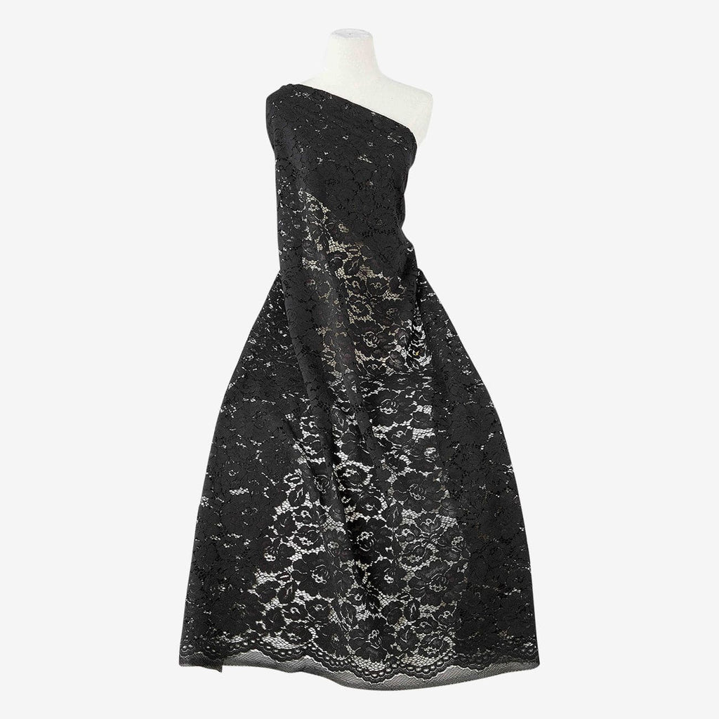BLACK | 25669 - ALILANA FLORAL CORDED LACE - Zelouf Fabrics