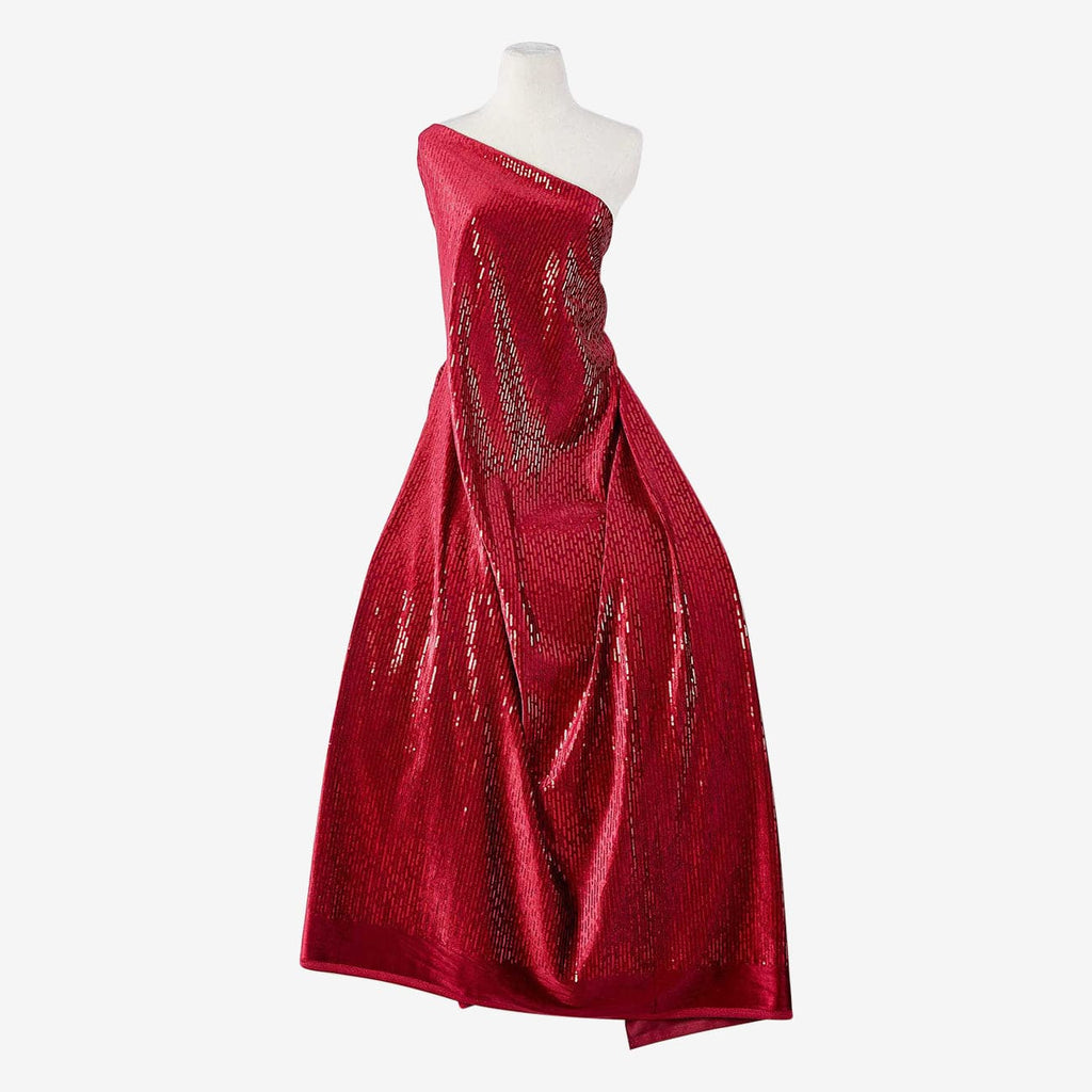 GEMMA SEQUIN EMBROIDERY VELVET  | 25670 ARRESTING RED - Zelouf Fabrics