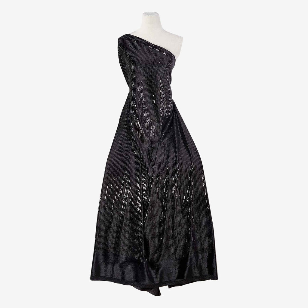GEMMA SEQUIN EMBROIDERY VELVET  | 25670 BLACK - Zelouf Fabrics
