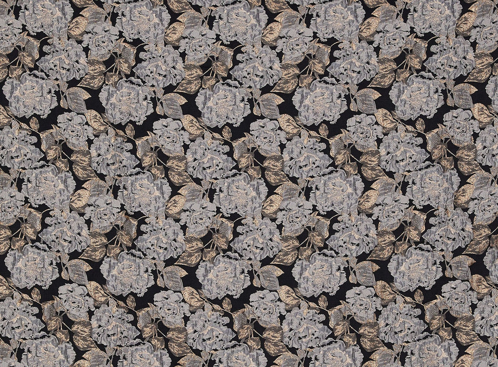 BLACK/TAUPE | 25676 - ROSELLE LARGE FLORAL JACQUARD - Zelouf Fabrics