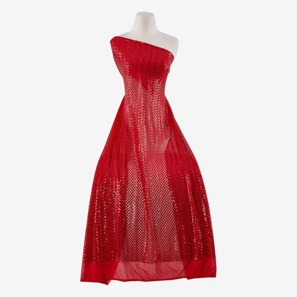 SPLENDID SMALL DIAMOND STRETCH MESH  | 25680 ARRESTING RED/RED - Zelouf Fabrics
