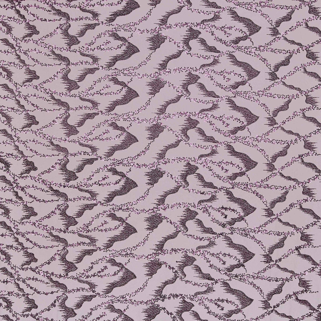 ARRESTING PLUM | 25684 - ZOEY SEQUIN LUREX EMBROIDERY MESH - Zelouf Fabrics