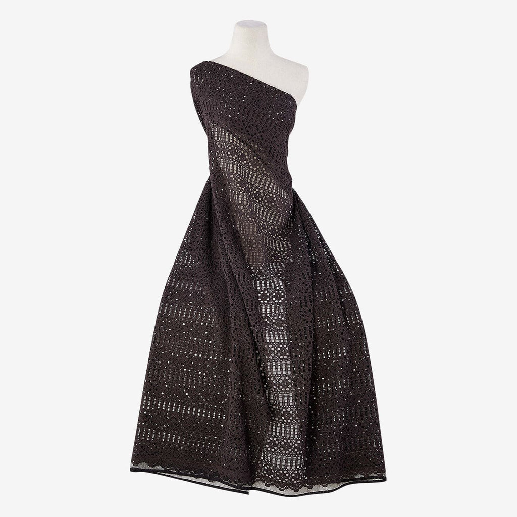 HEAVY CORDED COTTON LACE  | 25700 BLACK - Zelouf Fabrics