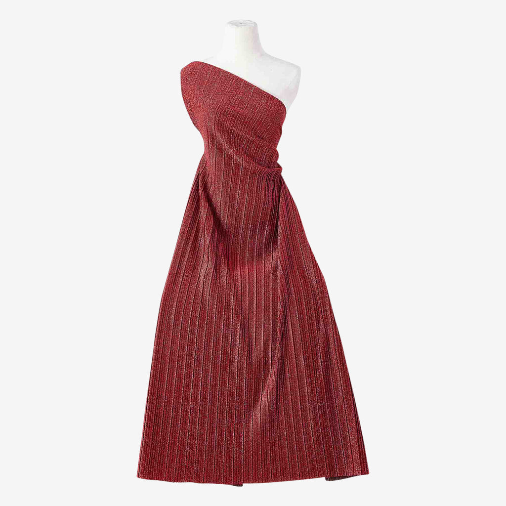 ARRESTING RED | 25706PLT - LAURA LUREX MIX PLEATED KNIT - Zelouf Fabrics