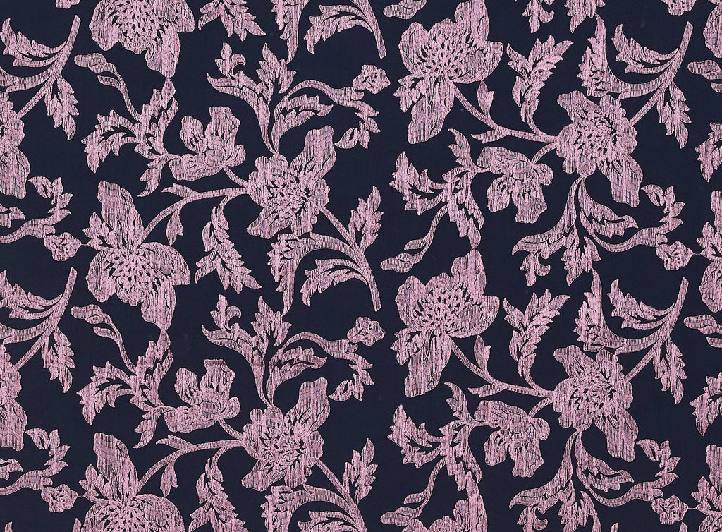NAVY/ROSE | 25708 - AYLLIA FLORAL EMBROIDERY MESH - Zelouf Fabrics