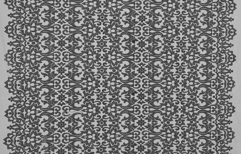 BLACK | 25710 - PETYON SEQUIN EMBROIDERY MESH - Zelouf Fabrics