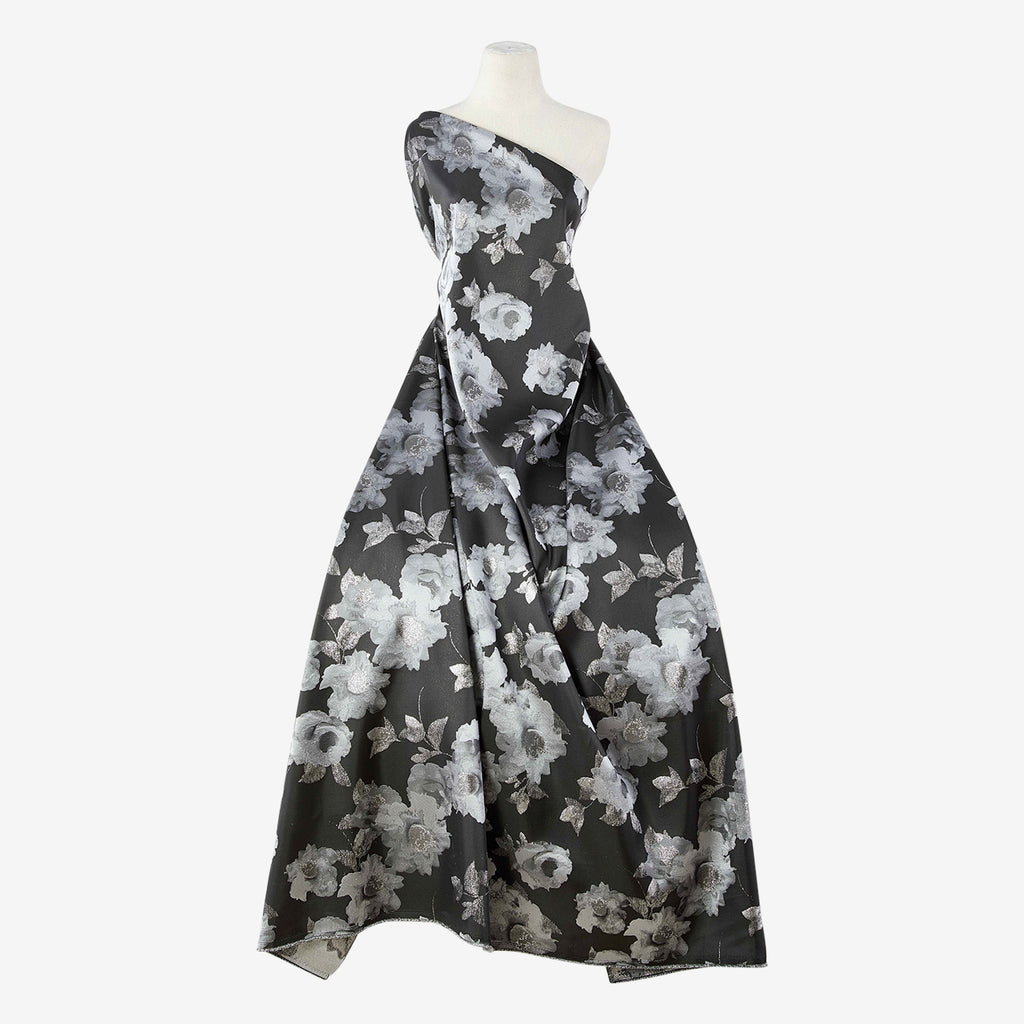 KIVA PEONY JACQUARD  | 25716 BLACK/IRON - Zelouf Fabrics