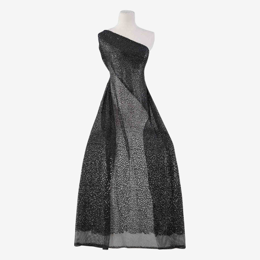 BLACK/BLACK | 25730-SEQUINS - CAMILLIA SEQUIN EMBROIDERY LUREX MESH - Zelouf Fabrics