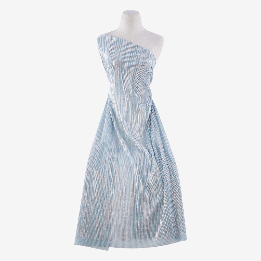 DAZZLING SEAFOAM/SILVER | 25733 - GISELLA FOIL PRINT LUREX TEXTURE KNIT - Zelouf Fabrics