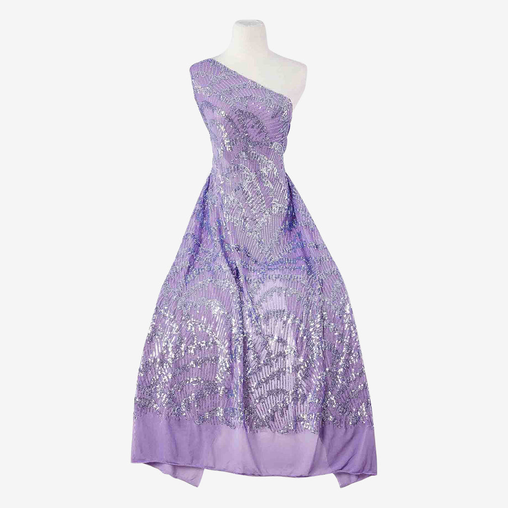LEXIE SEQUIN EMBROIDERY STRETCH MESH  | 25741 ELEGANT LILAC - Zelouf Fabrics